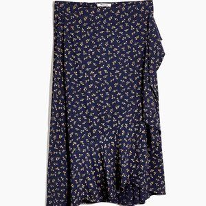 Madewell Ruffle-Wrap Midi Skirt in Spring Fling, Tiny Floral, size 6